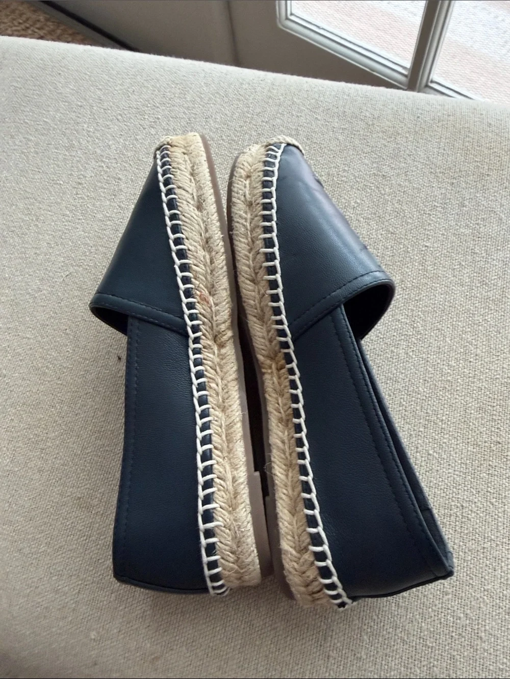 Saint Laurent Leather Espadrilles with Jute Trim